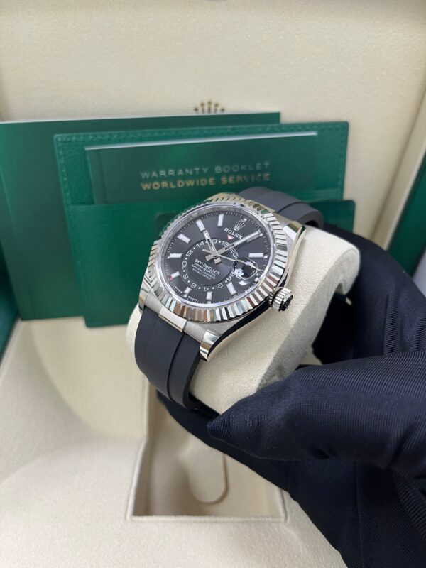 Rolex Sky-Dweller White Gold Fluted Bezel Black Index Dial Oysterflex Strap 336239 - Image 2