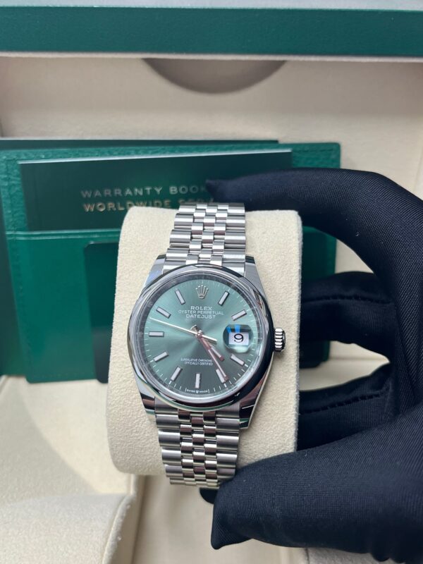 Rolex Datejust 36 Domed Bezel Mint Green Index Dial Jubilee Bracelet 126200 - Image 9