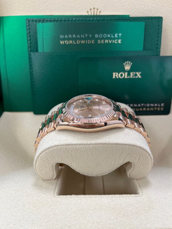 Rolex Day-Date 36 Everose Gold Day-Date 36 Watch - Fluted Bezel - Rosé Diamond Dial - President 128235 - Image 11