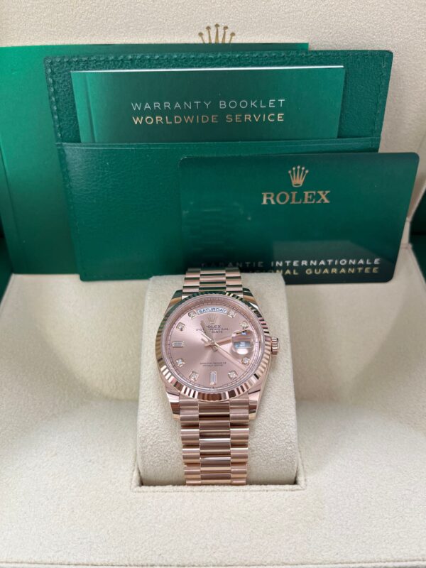 Rolex Day-Date 36 Everose Gold Day-Date 36 Watch - Fluted Bezel - Rosé Diamond Dial - President 128235 - Image 9
