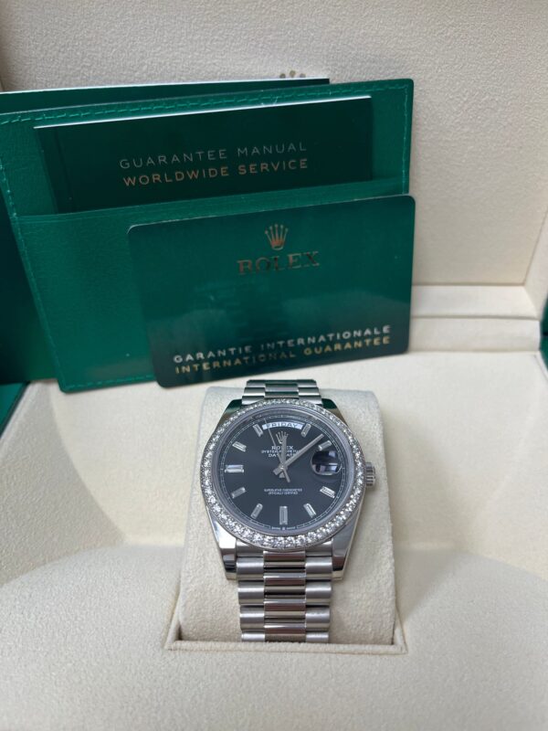 Rolex Day-Date 40 White Gold Day-Date 40 Watch - White Gold Bezel - Black Baguette Diamond Dial 228349RBR - Image 5
