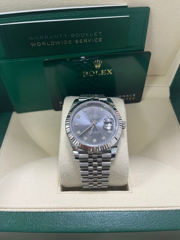Rolex Datejust 41-18K White Gold & Steel - Dark Rhodium Diamond Dial - Jubilee (Ref # 126334) - Image 6