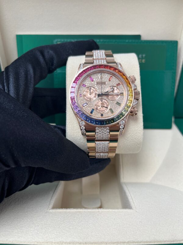 Rolex Cosmograph Everose Daytona Factory Diamond Rainbow Edition Ref# 116595RBOW) - Image 7