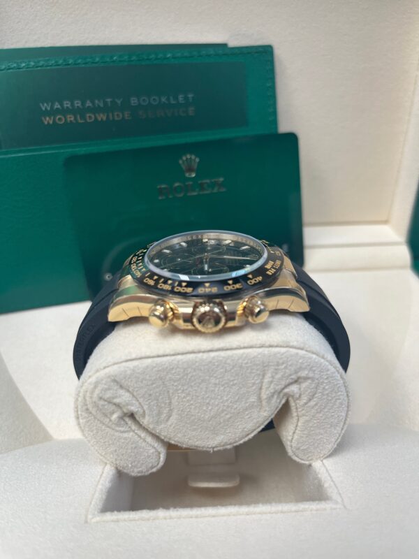 Rolex Daytona Yellow Gold Daytona 40 Watch - Black Index Dial - Black Oysterflex Strap 116518LN - Image 4