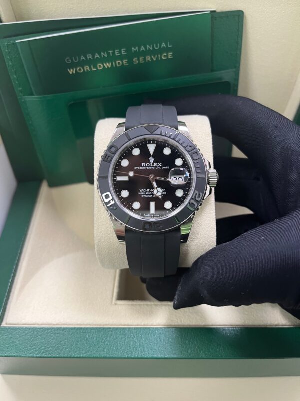 Rolex White Gold Yacht-Master 42 Watch - Black Dial - Oysterflex Strap (Ref # 226659) - Image 10