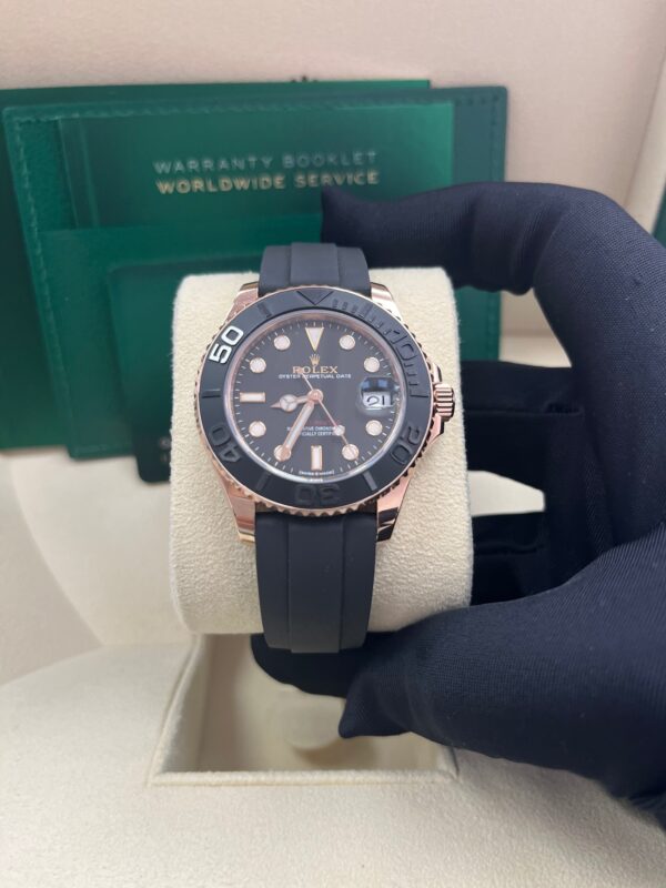 Rolex Yacht-Master 37mm Rose Gold - Black Dial - Oysterflex Strap (Ref# 268655) - Image 10