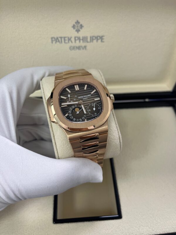 Patek Philippe Nautilus Moon Phase Rose Gold 40mm Brown Black Dial 5712/1R-001 - Image 12