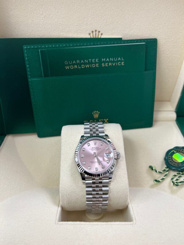 Rolex Datejust 31 Fluted Bezel Pink Diamond Dial Jubilee Bracelet 278274 - Image 3