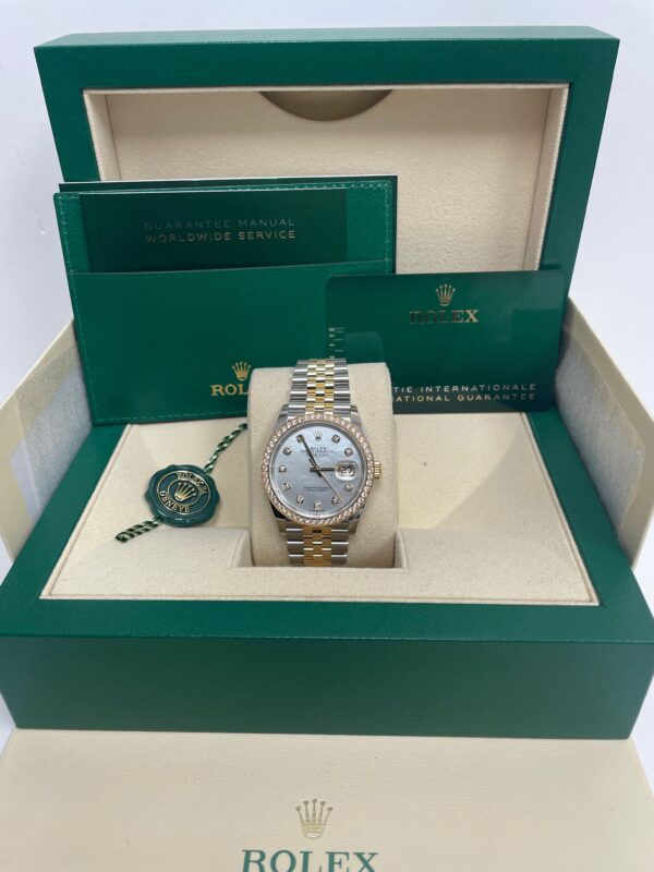 Rolex Rolesor Datejust 36 Watch - Yellow Diamond Bezel - White Mother-Of-Pearl Jubilee Ref 126283RBR - Image 2
