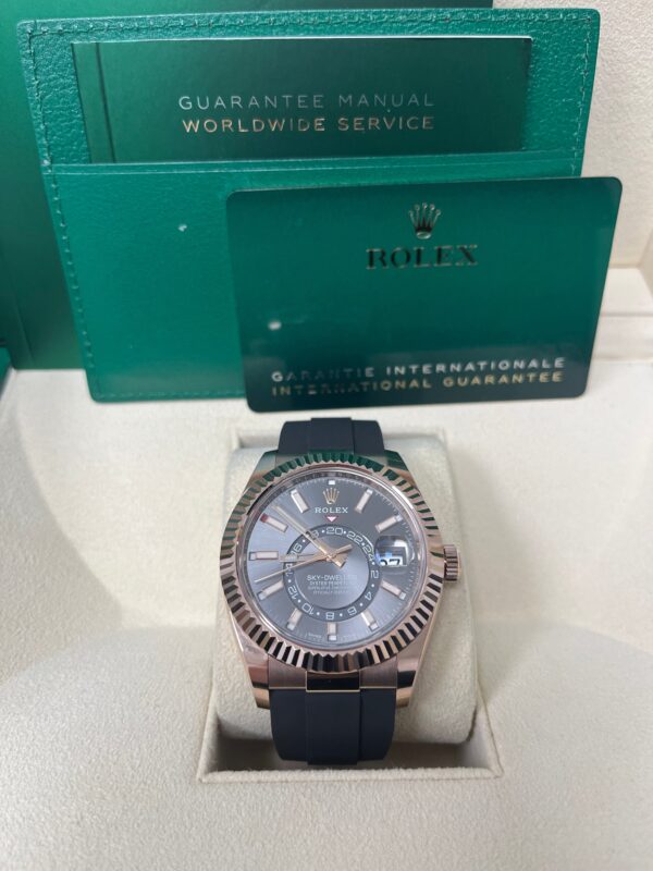 Rolex Sky-Dweller Rose Gold 42mm - Dark Rhodium Dial - Oysterflex (Ref# 326235) - Image 4