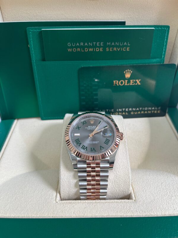 Rolex Datejust 41 Two-Tone Stainless Steel and Rose Gold - Grey Slate Roman Wimbledon - Fluted Bezel - Jubilee Bracelet (Ref#126331) - Image 2