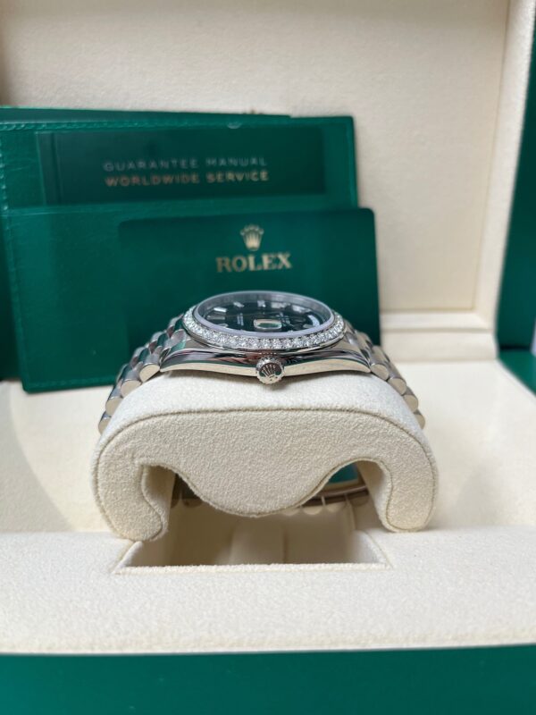 Rolex Day-Date 40 White Gold Day-Date 40 Watch - White Gold Bezel - Black Baguette Diamond Dial 228349RBR - Image 8