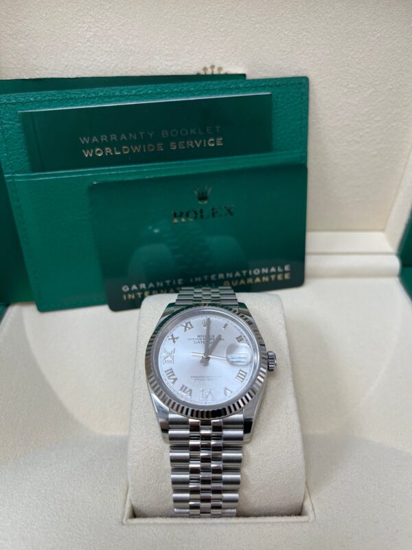 Rolex Datejust 36 Steel Datejust 36mm Fluted Bezel Silver Diamond Roman VI and IX Dial Jubilee 126234 - Image 4