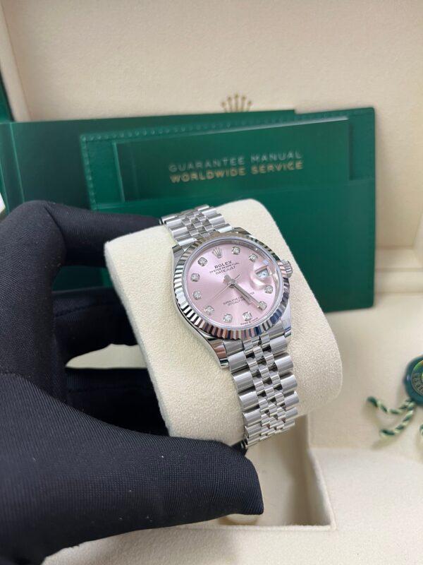 Rolex Datejust 31 Fluted Bezel Pink Diamond Dial Jubilee Bracelet 278274 - Image 9