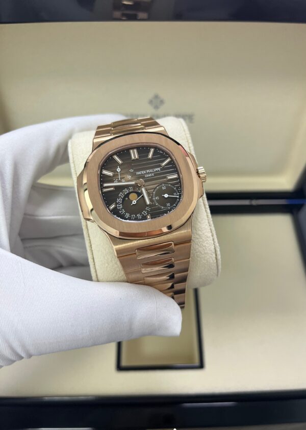 Patek Philippe Nautilus Moon Phase Rose Gold 40mm Brown Black Dial 5712/1R-001 - Image 2