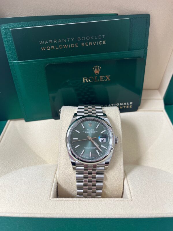 Rolex Datejust 36 Domed Bezel Mint Green Index Dial Jubilee Bracelet 126200 - Image 4
