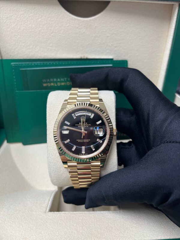 Rolex Day-Date 40 Yellow Gold Day-Date 40 Watch - Fluted Bezel - Onyx Dial - President Bracelet 228238 - Image 2