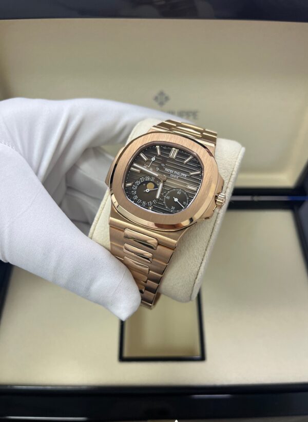 Patek Philippe Nautilus Moon Phase Rose Gold 40mm Brown Black Dial 5712/1R-001 - Image 3
