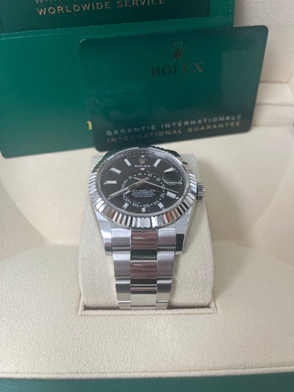 Rolex Sky-Dweller 18k White Gold 42mm Black Dial - Steel Bracelet (Ref# 326934) - Image 8