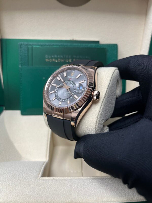 Rolex Sky-Dweller Rose Gold 42mm - Dark Rhodium Dial - Oysterflex (Ref# 326235) - Image 12