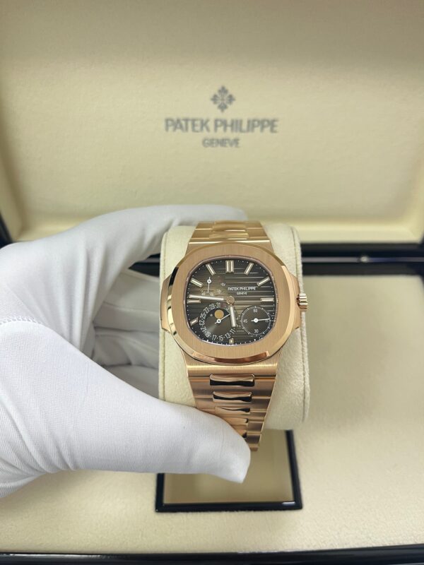 Patek Philippe Nautilus Moon Phase Rose Gold 40mm Brown Black Dial 5712/1R-001 - Image 13