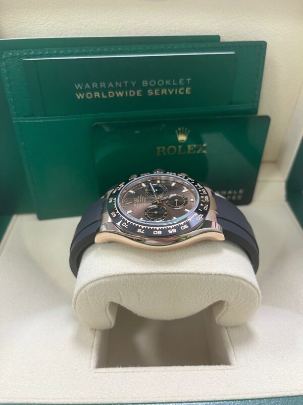 Rolex Daytona Everose Gold Cosmograph 40 Watch - Chocolate Index Dial - Black Oysterflex Strap (Ref# 116515LN) - Image 5