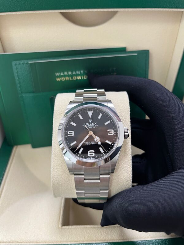 Rolex Explorer Oystersteel 40 Watch Smooth Bezel Black Index Arabic Dial Oyster Bracelet 224270 - Image 7