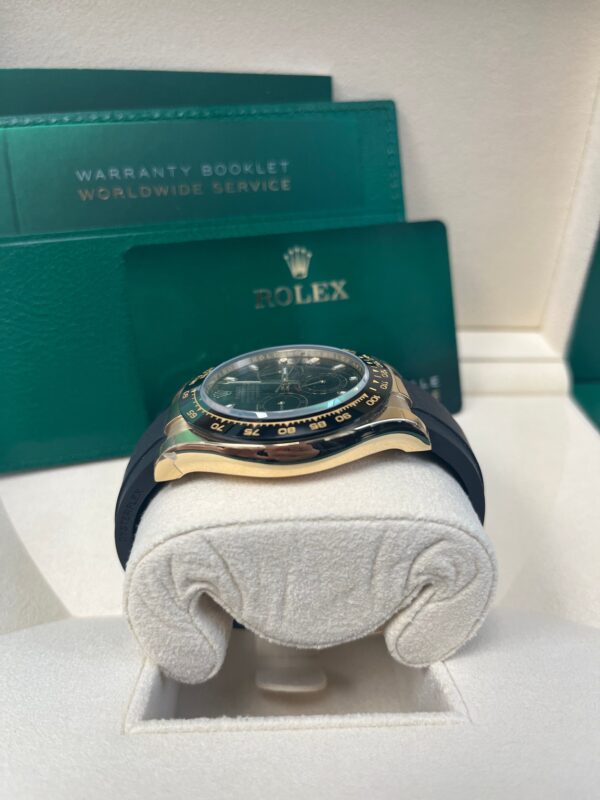 Rolex Daytona Yellow Gold Daytona 40 Watch - Black Index Dial - Black Oysterflex Strap 116518LN - Image 3