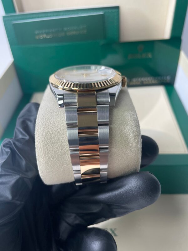 Rolex Datejust 41 Yellow Gold & Steel Fluted Bezel White Mother Of Pearl Diamond Dial Oyster (Ref # 126333) - Image 5
