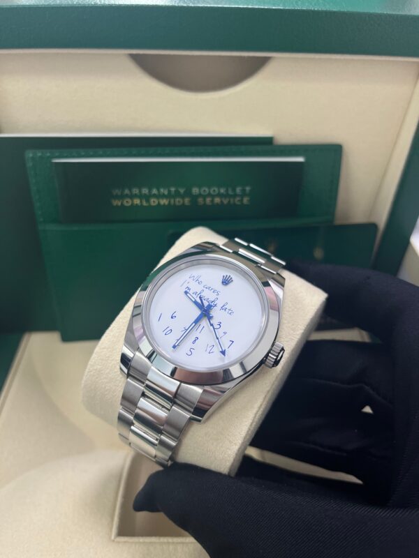 Rolex Steel Milgauss Watch Green Crystal - 116400GV Custom Mad in time Dial - Image 12