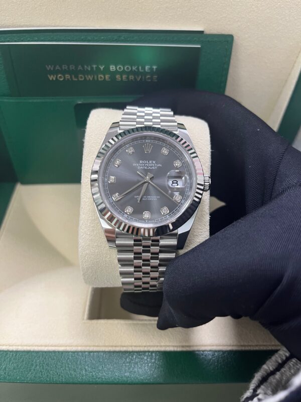 Rolex Datejust 41-18K White Gold & Steel - Dark Rhodium Diamond Dial - Jubilee (Ref # 126334) - Image 7