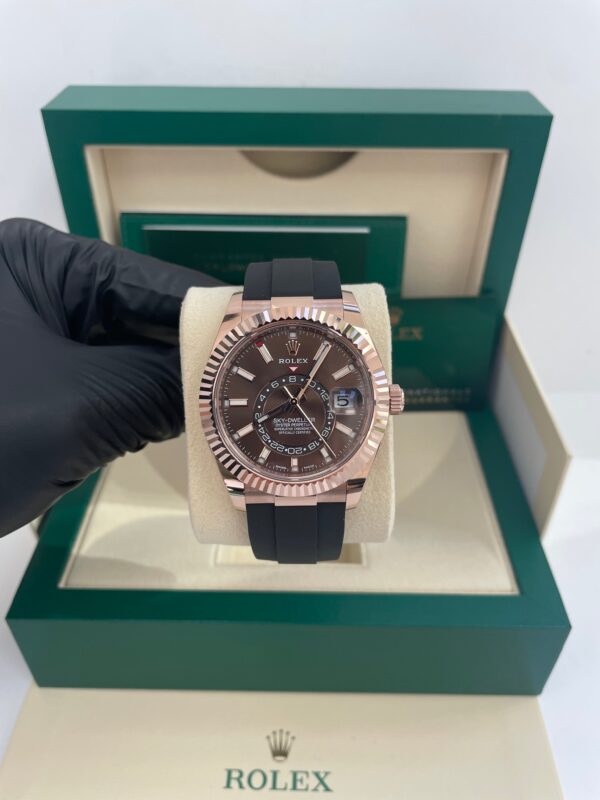 Rolex Sky-Dweller 42mm Rose Gold Chocolate Index Dial Oysterflex Bracelet (Ref # 326235) - Image 6