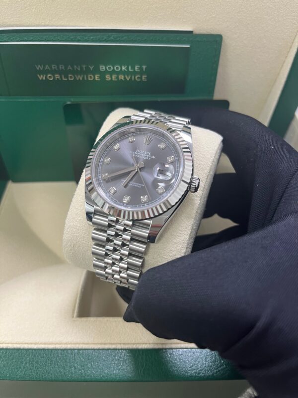 Rolex Datejust 41-18K White Gold & Steel - Dark Rhodium Diamond Dial - Jubilee (Ref # 126334) - Image 8