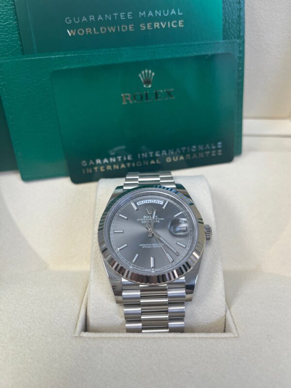 Rolex Day-Date 40 White Gold - Slate Dial - Fluted Bezel - President Bracelet (Ref: 228239) - Image 2