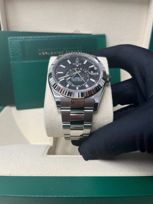Rolex Sky-Dweller 18k White Gold 42mm Black Dial - Steel Bracelet (Ref# 326934) - Image 3