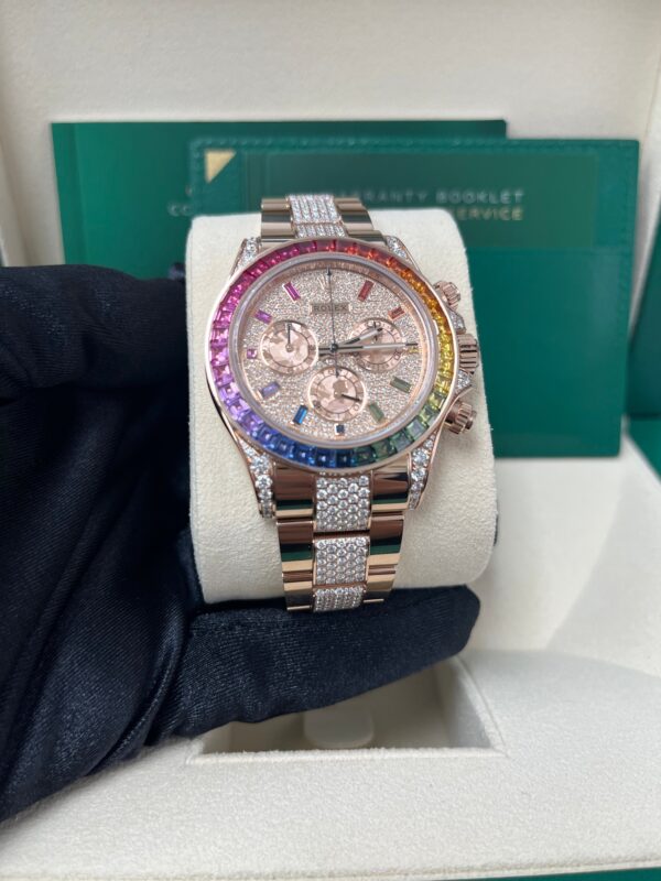 Rolex Cosmograph Everose Daytona Factory Diamond Rainbow Edition Ref# 116595RBOW) - Image 8
