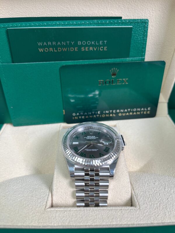 Rolex Datejust 41/ Two-Tone 18k White Gold & Steel/ Grey Slate Wimbledon Green Dial/ Fluted Bezel/ Jubilee Bracelet (Ref# 126334) - Image 4