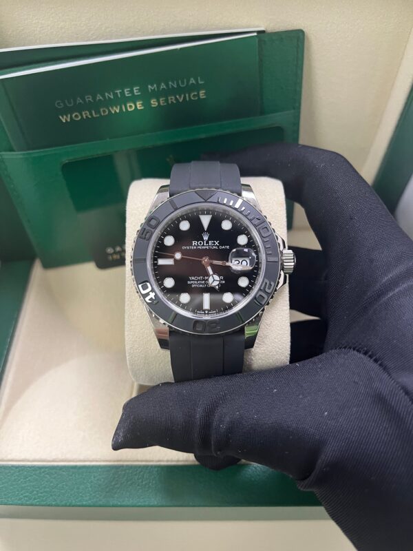 Rolex White Gold Yacht-Master 42 Watch - Black Dial - Oysterflex Strap (Ref # 226659) - Image 3