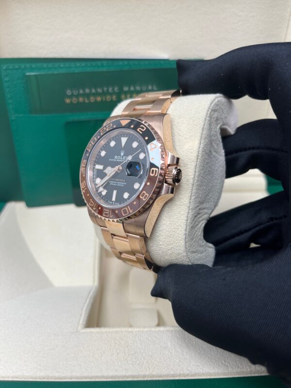 Rolex GMT-Master II 18K Everose Rose Gold - "The Rootbeer" - Black and Brown Bezel - Oyster Bracelet (Ref# 126715CHNR) - Image 8