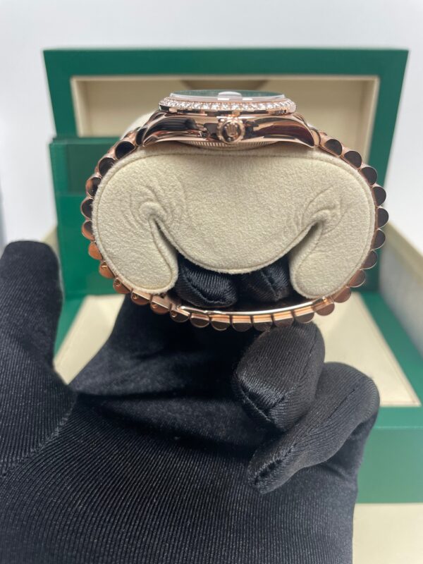 Rolex Everose Gold Datejust 31 Watch - Diamond Bezel - Rhodium Diamond Six Dial - President Bracelet  (Reference # 278285RBR) - Image 7