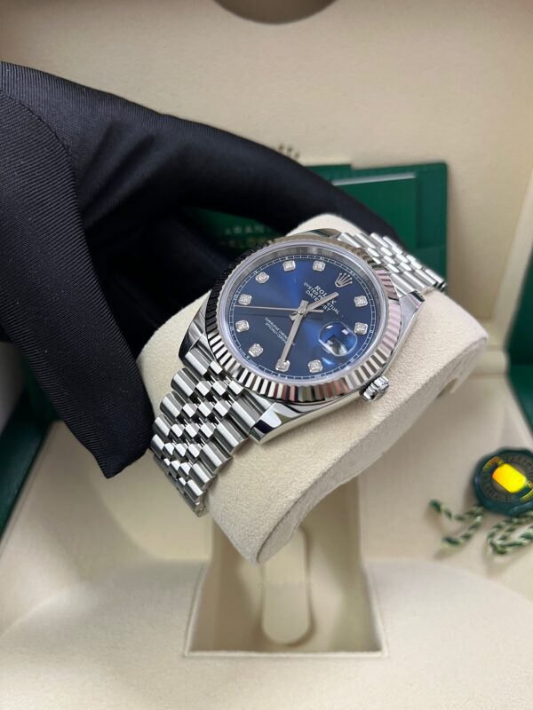 Rolex Datejust 41 Fluted Bezel Blue Diamond Dial Jubilee Bracelet 126334 - Image 8