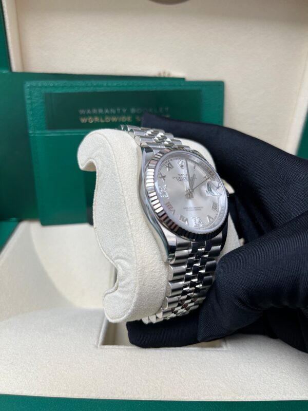 Rolex Datejust 36 Steel Datejust 36mm Fluted Bezel Silver Diamond Roman VI and IX Dial Jubilee 126234 - Image 2
