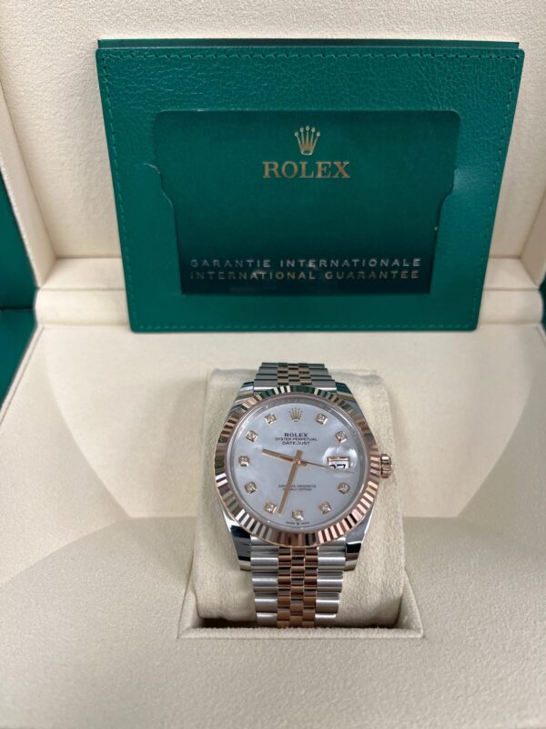 Rolex Datejust 41 Two-Tone Stainless Steel and Rose Gold/ "Mother of Pearl" Diamond Dial/ Fluted Bezel/ Jubilee Bracelet (Ref#126331) - Image 3