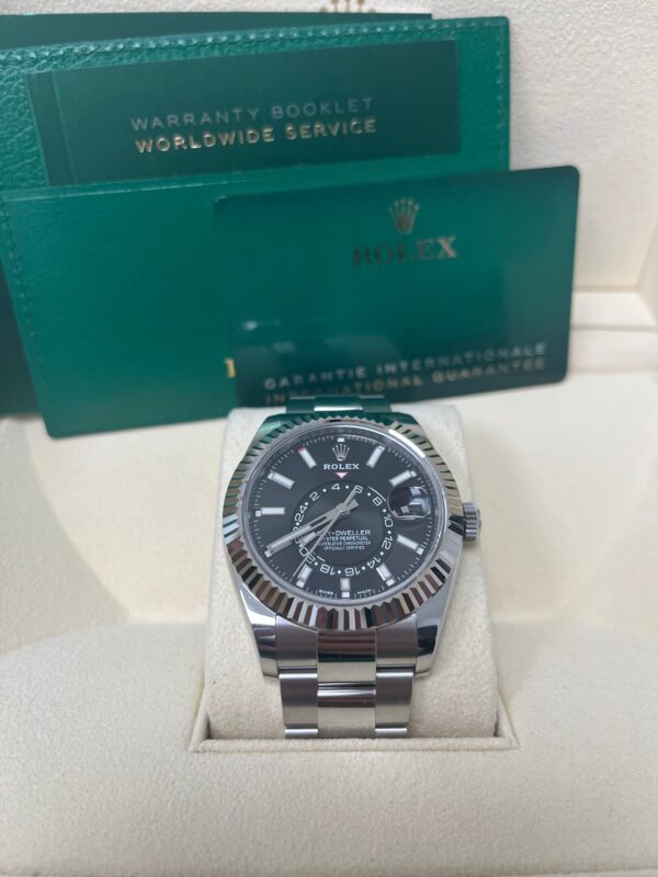 Rolex Sky-Dweller 18k White Gold 42mm Black Dial - Steel Bracelet (Ref# 326934) - Image 11