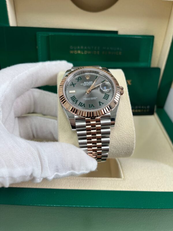 Rolex Datejust 41 Two-Tone Stainless Steel and Rose Gold - Grey Slate Roman Wimbledon - Fluted Bezel - Jubilee Bracelet (Ref#126331) - Image 3