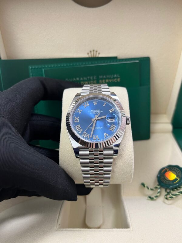 Rolex Datejust 41 Two-Tone White Gold & Steel - Blue Roman Dial - Fluted Bezel (Ref# 126334) - Image 5