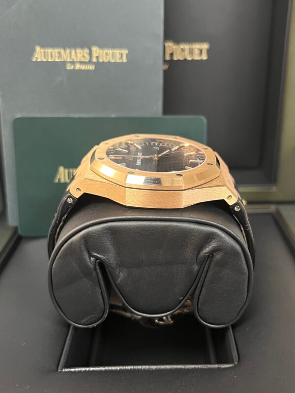 Audemars Piguet Royal Oak Selfwinding/ Rose Gold/ Black Dial/ Black Leather Strap (Ref#15500OR.OO.D002CR.01) - Image 7