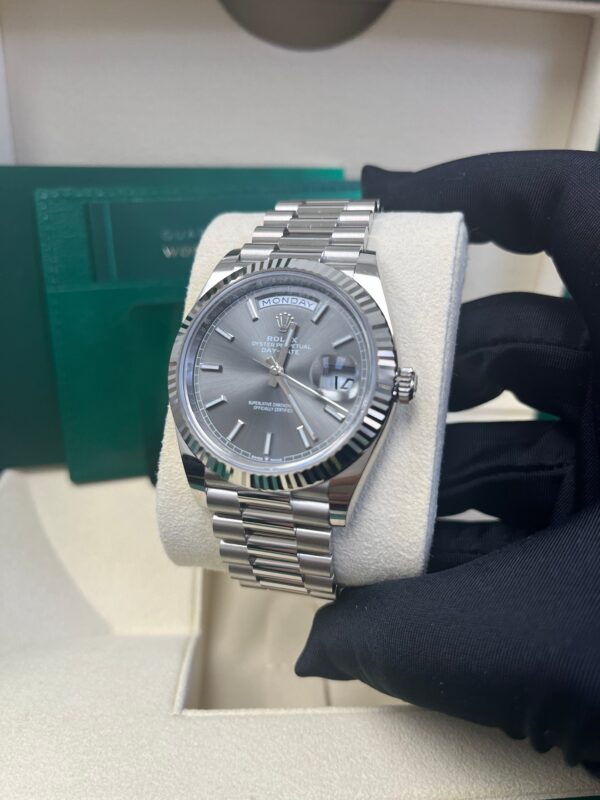 Rolex Day-Date 40 White Gold - Slate Dial - Fluted Bezel - President Bracelet (Ref: 228239) - Image 6