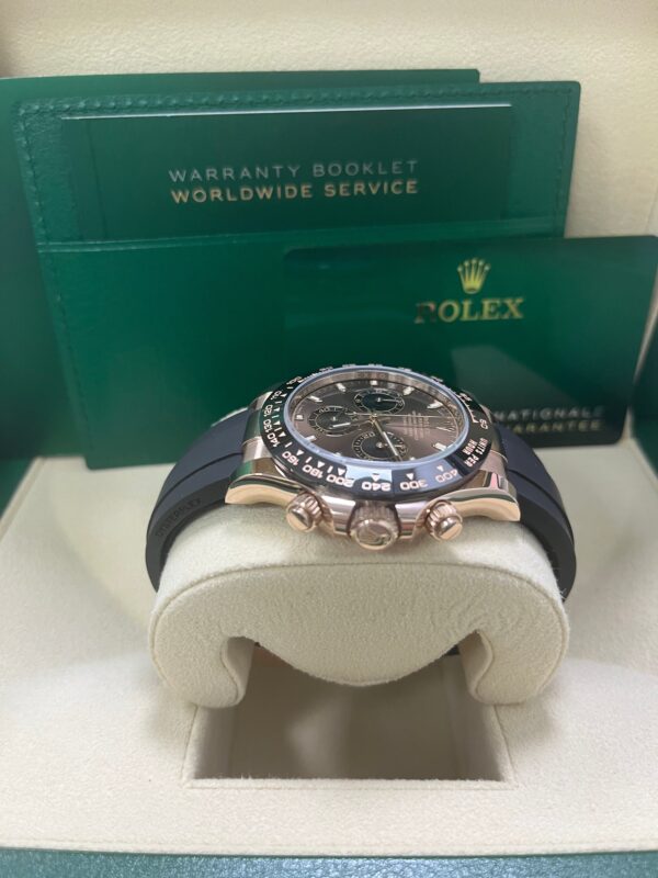 Rolex Daytona Everose Gold Cosmograph 40 Watch - Chocolate Index Dial - Black Oysterflex Strap (Ref# 116515LN) - Image 6