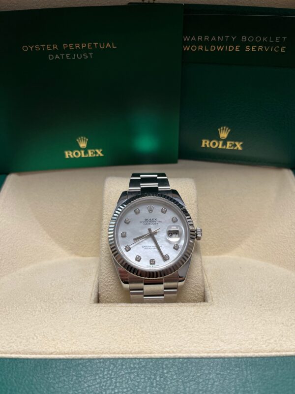 Rolex Datejust 41/ Two-Tone 18k White Gold & Steel/ Mother of Pearl Diamond Dial/ Oyster Bracelet (Ref# 126334) - Image 2